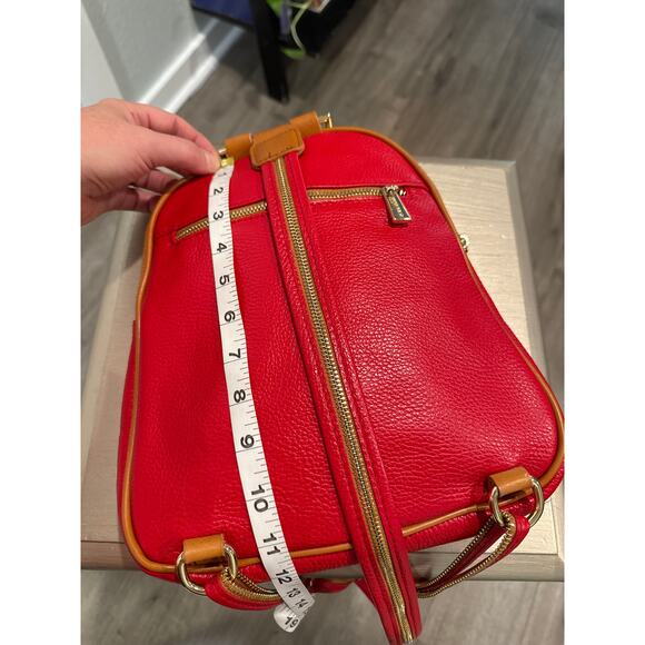 Valentina Red & Gold Leather Backpack Purse - Picture 9 of 12